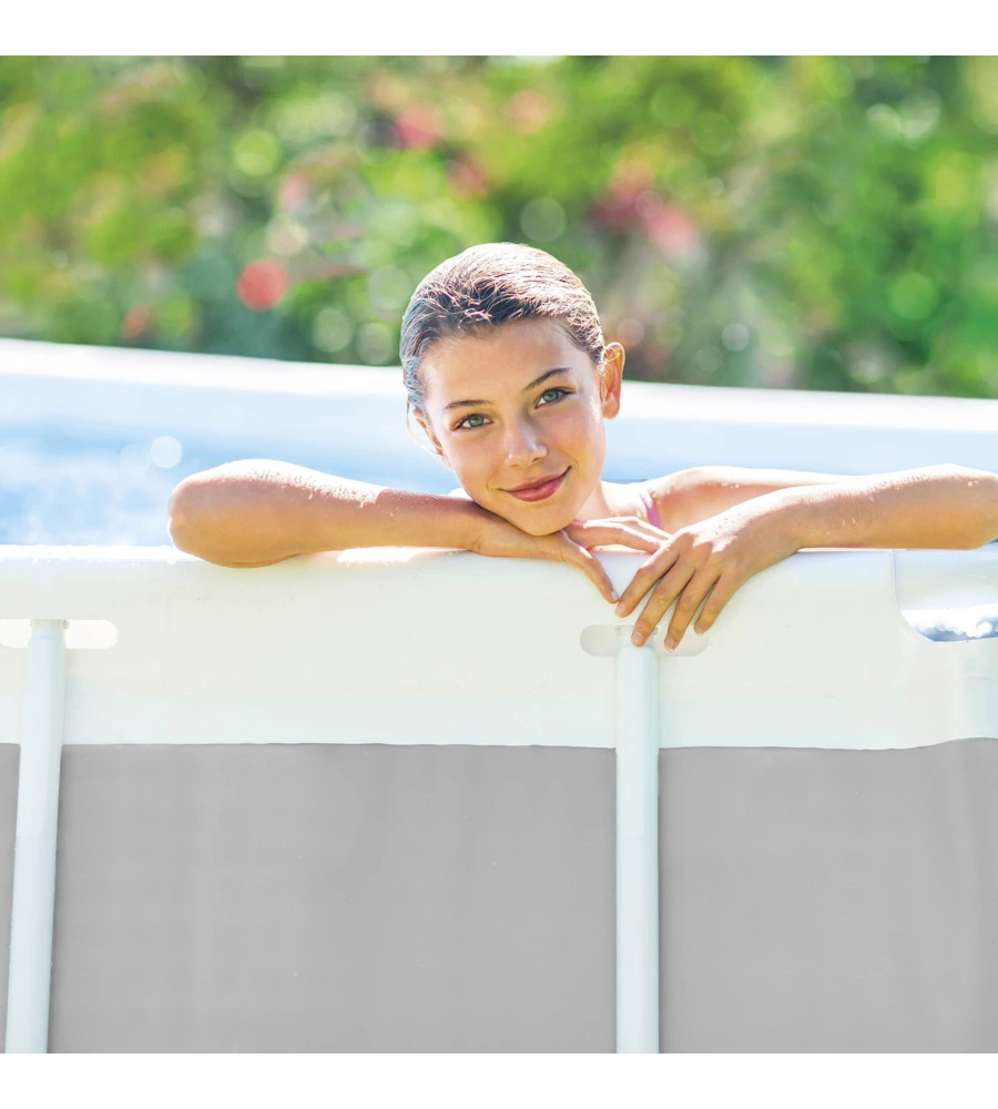 PISCINA FUORI TERRA CON STRUTTURA RETTANGOLARE INTEX "PRISMA METAL FRAME" GRIGIO CHIARO 488X244X107 CM - COD. 26792NP